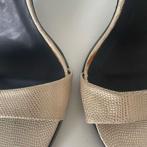 Italia 1969 Versace Nude Textured Ankle Strap Heels Sandals Size 10 Pointy Toe - Picture 6 of 10